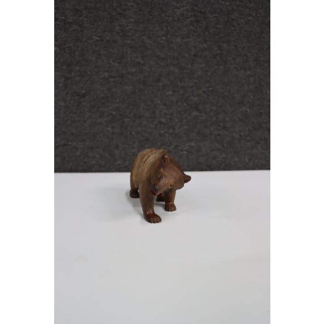 Brown Black Forest Carved Wooden Bear Figurine For Sale - Image 8 of 10