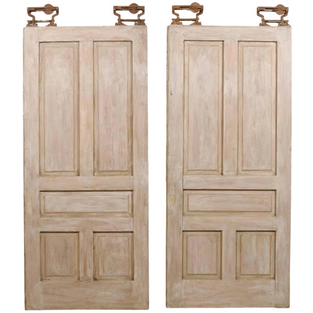 Early 20th Century American Painted Wood Pocket Doors - a Pair For Sale