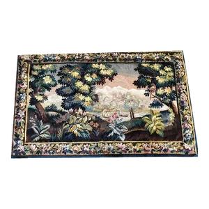Antique Genuine Hand-Woven Scenery Pattern French Tapestry