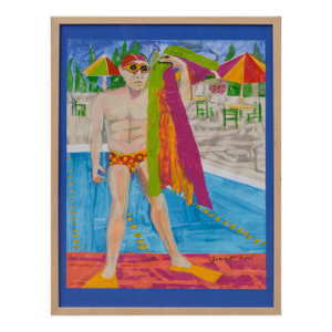 "Towel Man" Figurative Abstract Poolside Swimmer, Aqua Culture Series by Marc Foster Grant