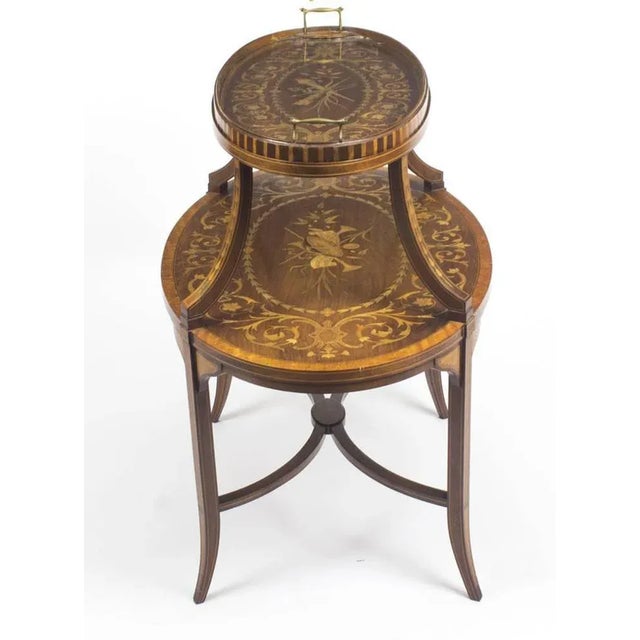 19th Century English Mahogany & Satinwood Etagere Tray Table For Sale - Image 10 of 11