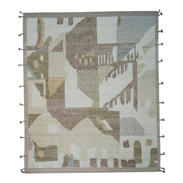 10x14 Multicolor Hand-Knotted Wool Abstracted Landscape Tribal Modern Carpet Rug For Sale