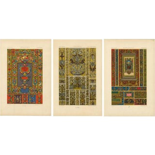 Racinet, Renaissance Grotesque Ornament, 1873, Chromolithographs, Set of 3 For Sale