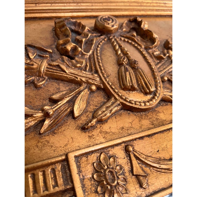 Gold French Louis XVI Style Giltwood Trumeau Mirror 45” H X 27” W For Sale - Image 8 of 12