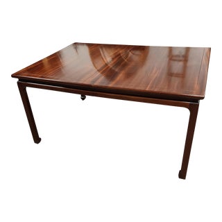Mid 20th Century Chinoiserie Extendable Dining Table in Solid Mahogany With Ming Legs & Three Leaves For Sale