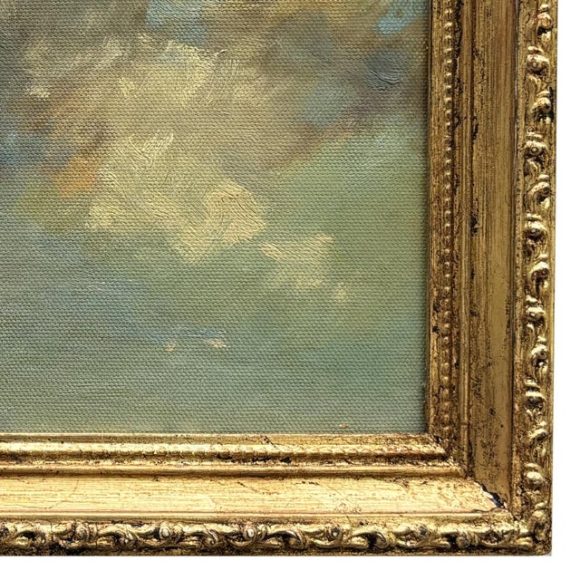 2020s Contemporary Petite Cloud Oil Painting in Vintage Frame For Sale - Image 5 of 6