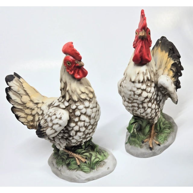 Bisque Porcelain Rooster and Hen- Set of Two For Sale - Image 18 of 18