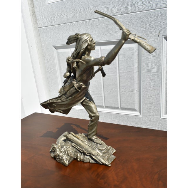 Jim Ponter Native American 'Cheyenne Brave' Pewter Statue For Sale - Image 11 of 12