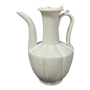 Late 20th Century Chinese Art Celadon Glazed Qingbai Teapot With Cover
