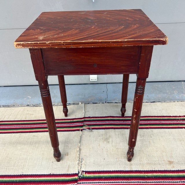 Antique Faux Mahogany Paint Decorated Pennsylvania Sheraton Side Table, Attributed to John Rupp, Hanover, Pa, Circa 1860's For Sale - Image 9 of 12