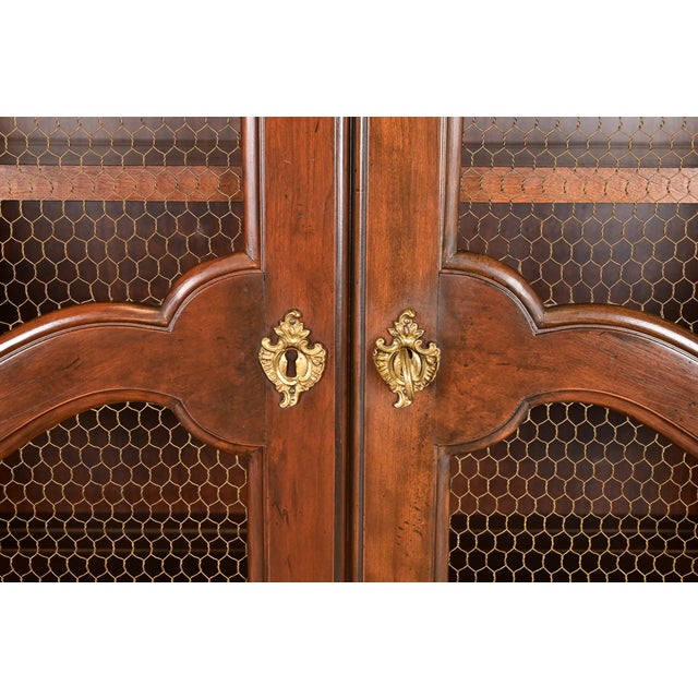 Brown Baker Furniture French Provincial Louis XV Carved Walnut Drop Front Secretary Desk With Bookcase Hutch For Sale - Image 8 of 16