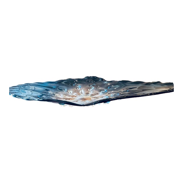 Stunning 39” Murano-Style Handblown Glass Sculptural Centerpiece - Aqua Blue to Clear Ombré For Sale
