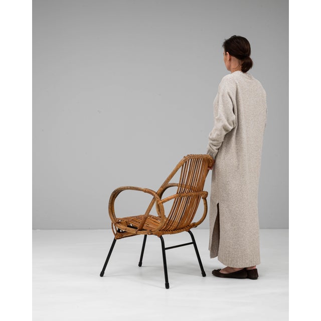 Early 20th Century French Bamboo Armchair With Metal Frame For Sale - Image 4 of 18