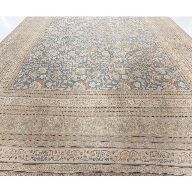 Persian High-quality Vintage Persian Khorassan Green Handmade Wool Rug For Sale - Image 3 of 10