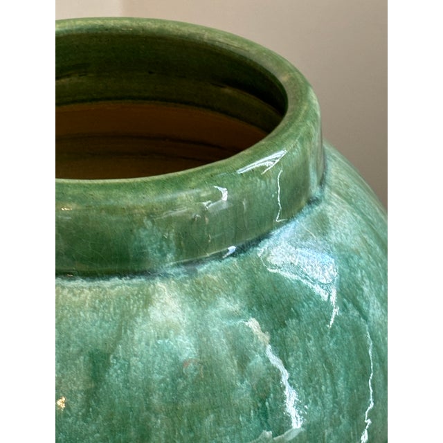 Green Vintage Studio Pottery Tall Vase For Sale - Image 8 of 12