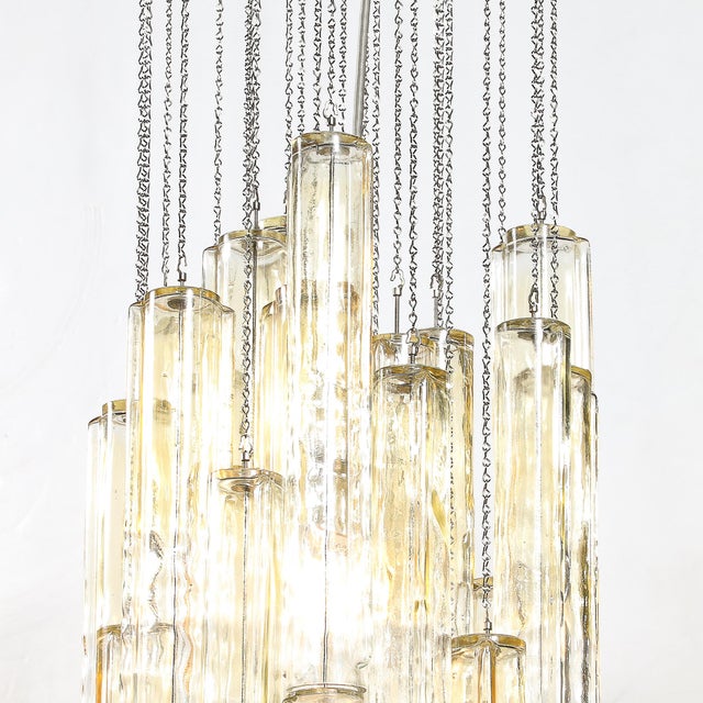 Yellow Mid-Century Large Muted Citrine Calza Glass Chandelier Signed Venini For Sale - Image 8 of 18