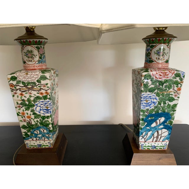 Chinoiserie Chinoiserie Famille Verte Table Lamps - A Pair For Sale - Image 3 of 12