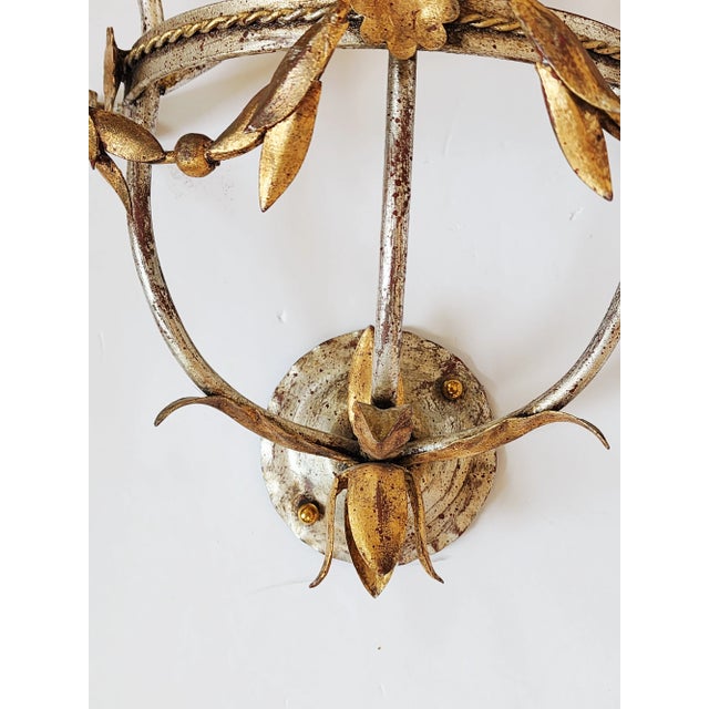 2000 - 2009 Regency Style Swag Gilt Iron Wall Sconces - A Pair For Sale - Image 5 of 12