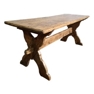 Antique Swedish Pine X Frame Tavern Table, 1700s For Sale