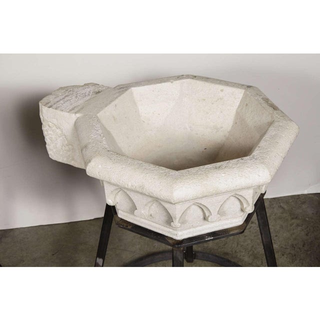 Gothic Antique Carved Stone Sinks (Stoups or Benitiers) From France, Circa 1830 - a Pair For Sale - Image 3 of 11