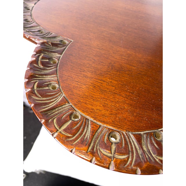 American 1930s Vintage Mahogany Two Tier Pie Crust Edge Table For Sale - Image 3 of 8