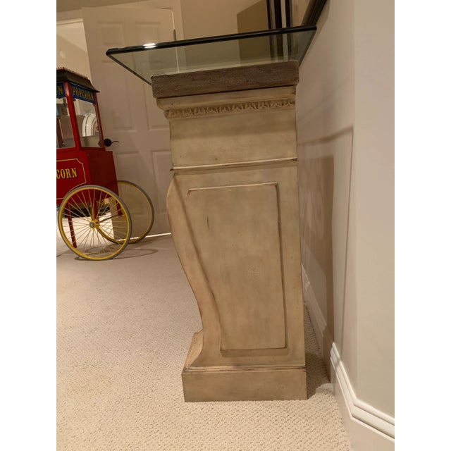 Stone Base With Glass Top Console Table Chairish