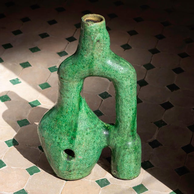 Ceramic Tamegroute Green Glazed Ceramic Sculptural Vase | One of a Kind For Sale - Image 7 of 7