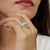 Art Nouveau Inspired Natural Emerald & Diamond Cocktail Ring for Women, Size 7 For Sale - Image 10 of 14