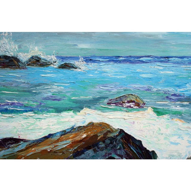 Carmel by the Sea "Near Point" 1969 Seascape Substantial modernist period seascape painting by Monterey artist T. Brown....