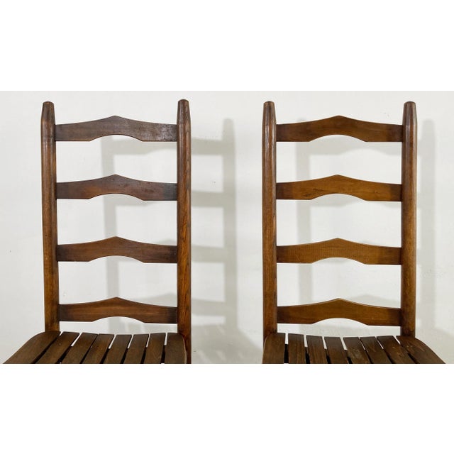 Vintage Ladderback Chairs With Slatted Seats, a Pair For Sale In Kansas City - Image 6 of 8