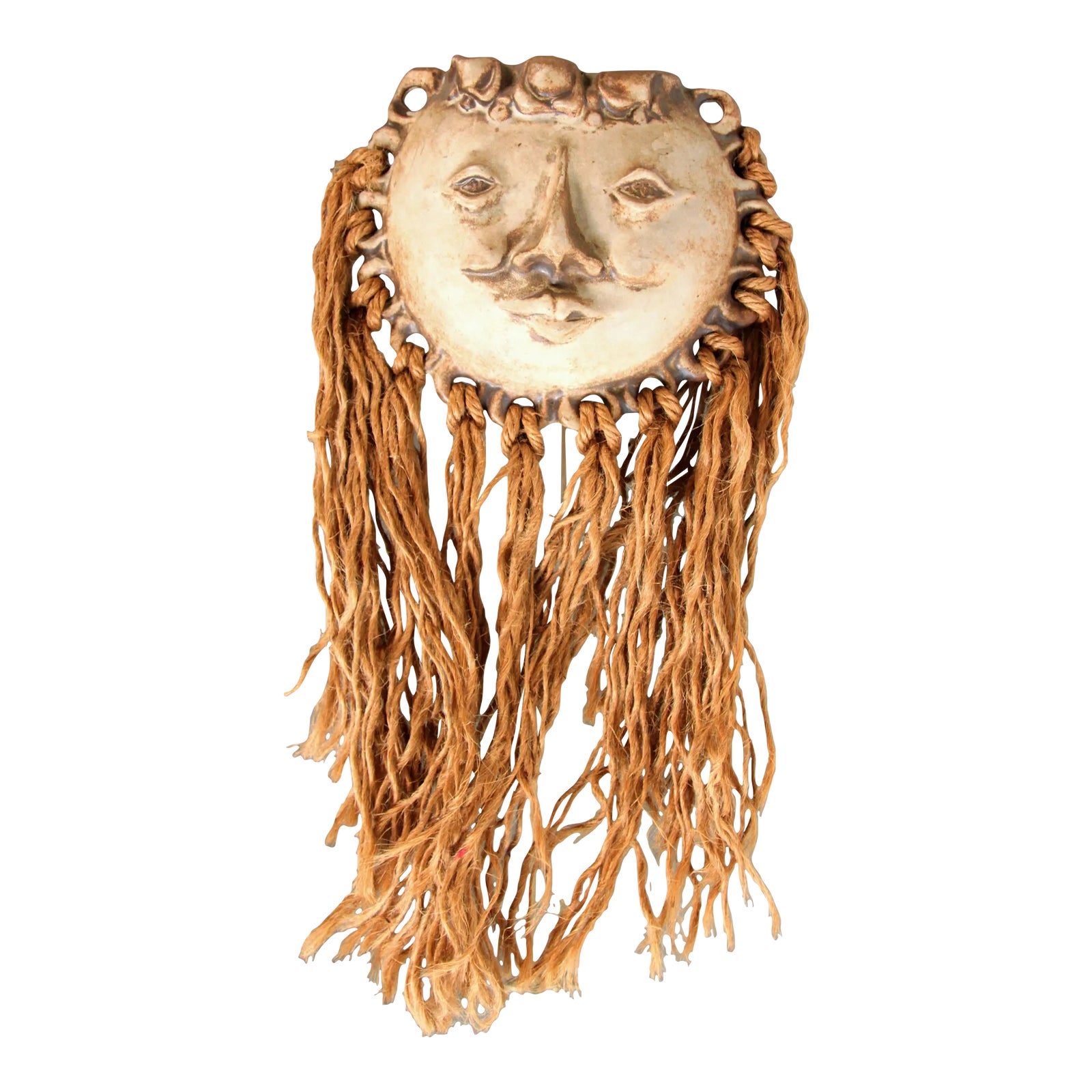 Vintage 1970's BoHo Art Pottery Face Wall Pocket Planter by Michael Schlyer