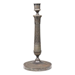 Large French Silvered Copper Candlestick, 1890s For Sale
