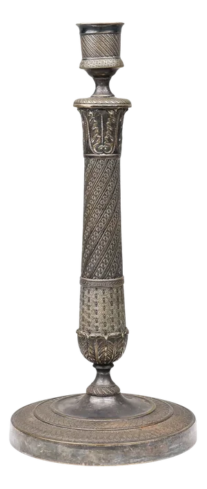 Large French Silvered Copper Candlestick, 1890s