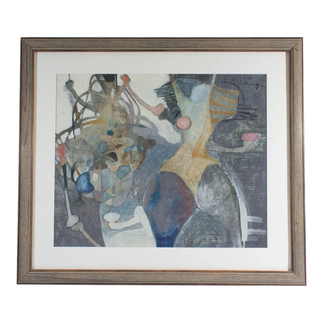 Watercolor and Gouache Abstract Painting Signed by Walter Sorge For Sale