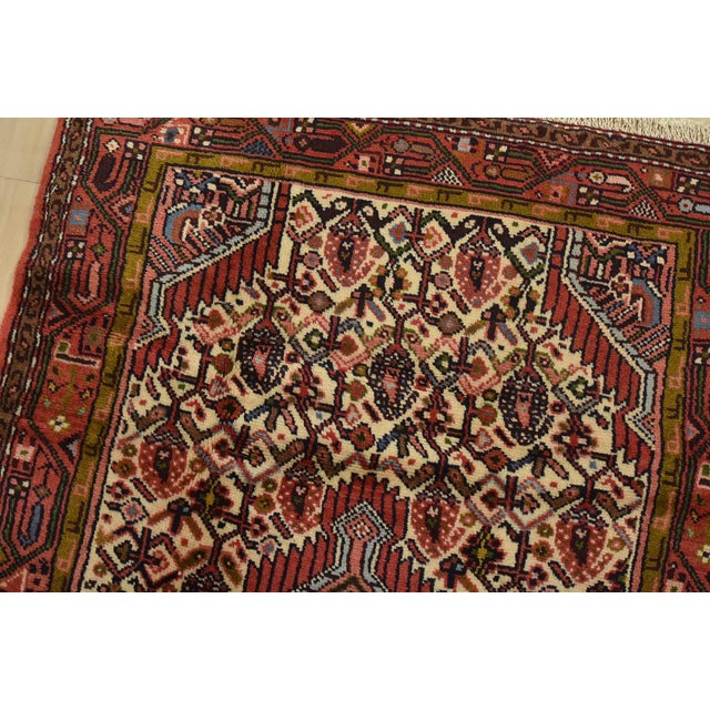 Hamedan Rug 2’8” X 4’1” Ivory Wool Vintage Tribal Hand-Knotted Carpet For Sale In Philadelphia - Image 6 of 10
