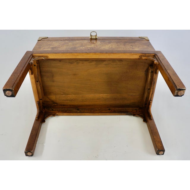 Vintage Book Match Burl Wood & Brass Storage Trunk Chest For Sale - Image 10 of 12