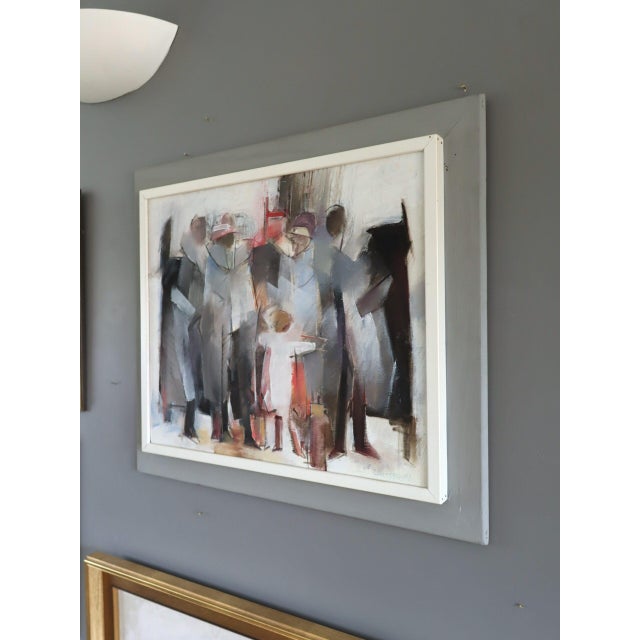 Mid-Century Modern 'The Waiting Place' Vintage Swedish Original Abstract Figurative Oil Painting, Framed For Sale - Image 6 of 12
