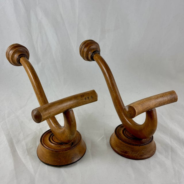 Wood French Art Nouveau Bentwood Coat & Hat Hooks, a Pair For Sale - Image 7 of 13