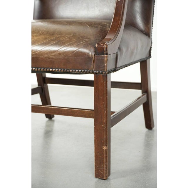 English Wood and Cowhide Leather Gainsborough Chair For Sale - Image 11 of 13