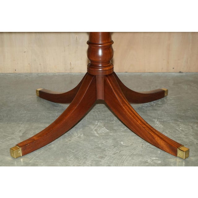 Flamed Hardwood 8-12 Person Extending Dining or Library Table with Green Leather Top For Sale - Image 12 of 18