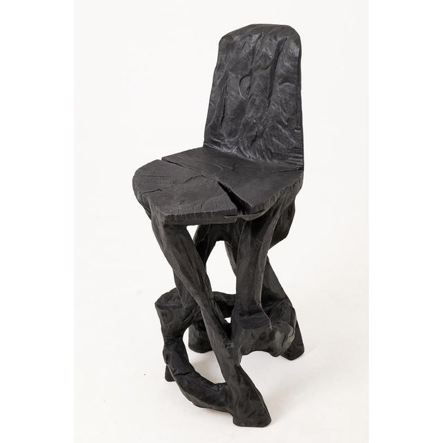 Contemporary Sculptural Bar Chair in Wood by Logniture For Sale - Image 3 of 16