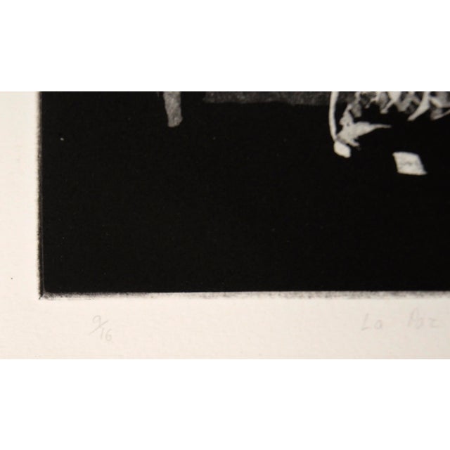 Black "La Paz De La Muerte" - Still Life Etching in Ink on Paper For Sale - Image 8 of 9