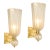 Modernist Hand-Blown Fluted Murano Glass & Brass Sconces W/ 24k Gold Flecks For Sale