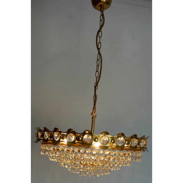 Brass-Lead Crystal Chandelier by Joska Bodenmais, 1970s For Sale - Image 11 of 12