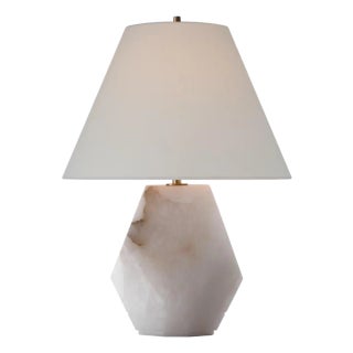Thomas O'Brien by Visual Comfort Signature Anthenee 25" Table Lamp in Alabaster with Linen Shade For Sale