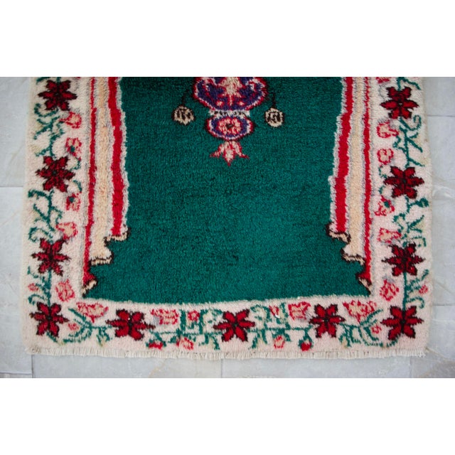 Textile Vintage Hand-Knotted Turkish Prayer Rug Ultra Soft Organic Wool Rug Oriental Rug- 2'9 X 3'7" For Sale - Image 7 of 10