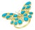 Nina Zhou Butterfly Turquoise Diamond Cocktail Ring in 14k Yellow Gold, Size 6 For Sale