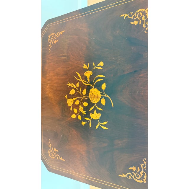 Early 20th Century Inlaid Mahogany Federal Style Sewing / Work Table With Lyre Base For Sale - Image 12 of 12