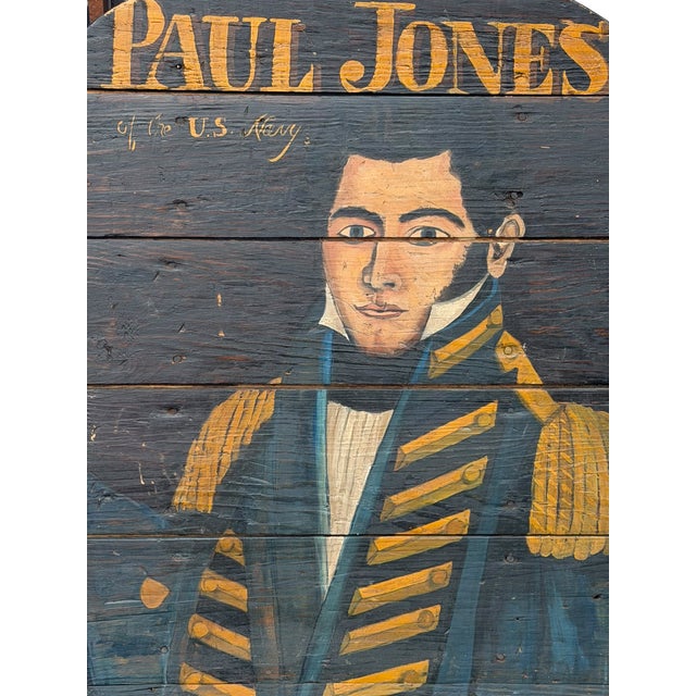Folk Art Antique Folk Art Painting of John Paul Jones of the Us Navy For Sale - Image 3 of 3