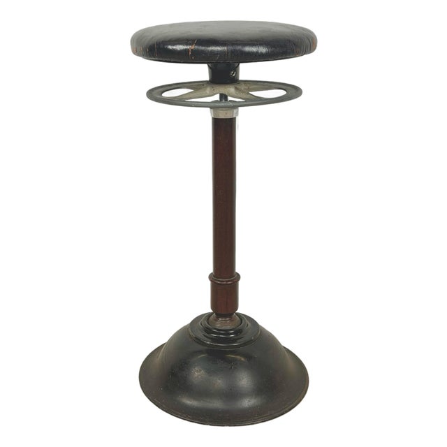 1930s Ritter Model C Adjustable Dental Operating Stool With Footrest For Sale